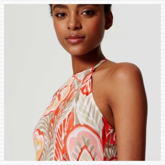 Loft Pink and Orange Tropical Halter Maxi Dress - Picture 2 of 9